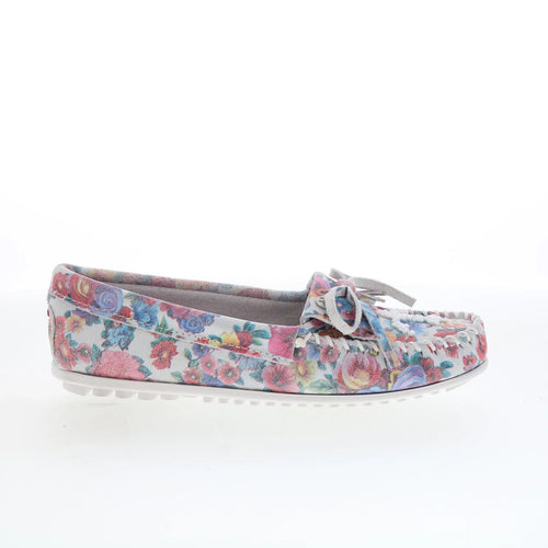 Minnetonka Thunderbird Animikii 617TB Womens Pink Canvas Loafer Flats Shoes