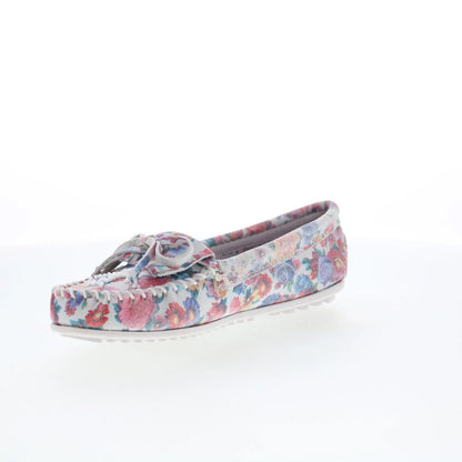 Minnetonka Thunderbird Animikii 617TB Womens Pink Canvas Loafer Flats Shoes