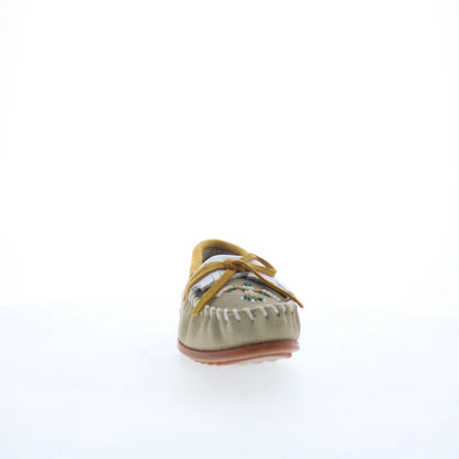 Minnetonka Thunderbird Animikii 628TB Womens Gray Suede Loafer Flats Shoes