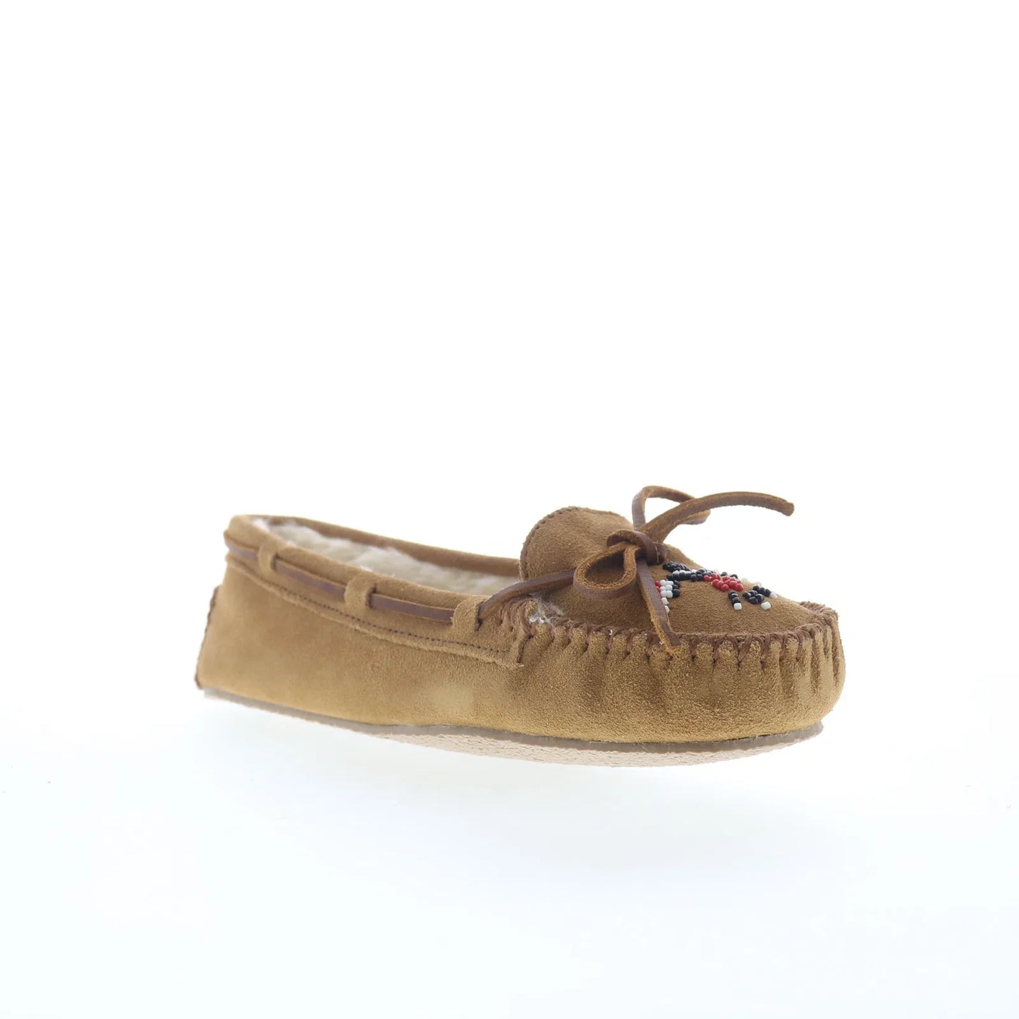 Minnetonka Thunderbird Animikii Cally Womens Brown Suede Loafer Flats Shoes