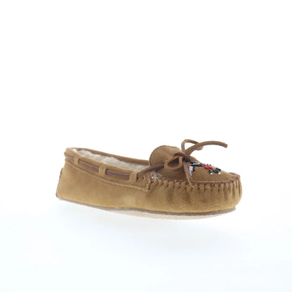 Minnetonka Thunderbird Animikii Cally Womens Brown Suede Loafer Flats Shoes