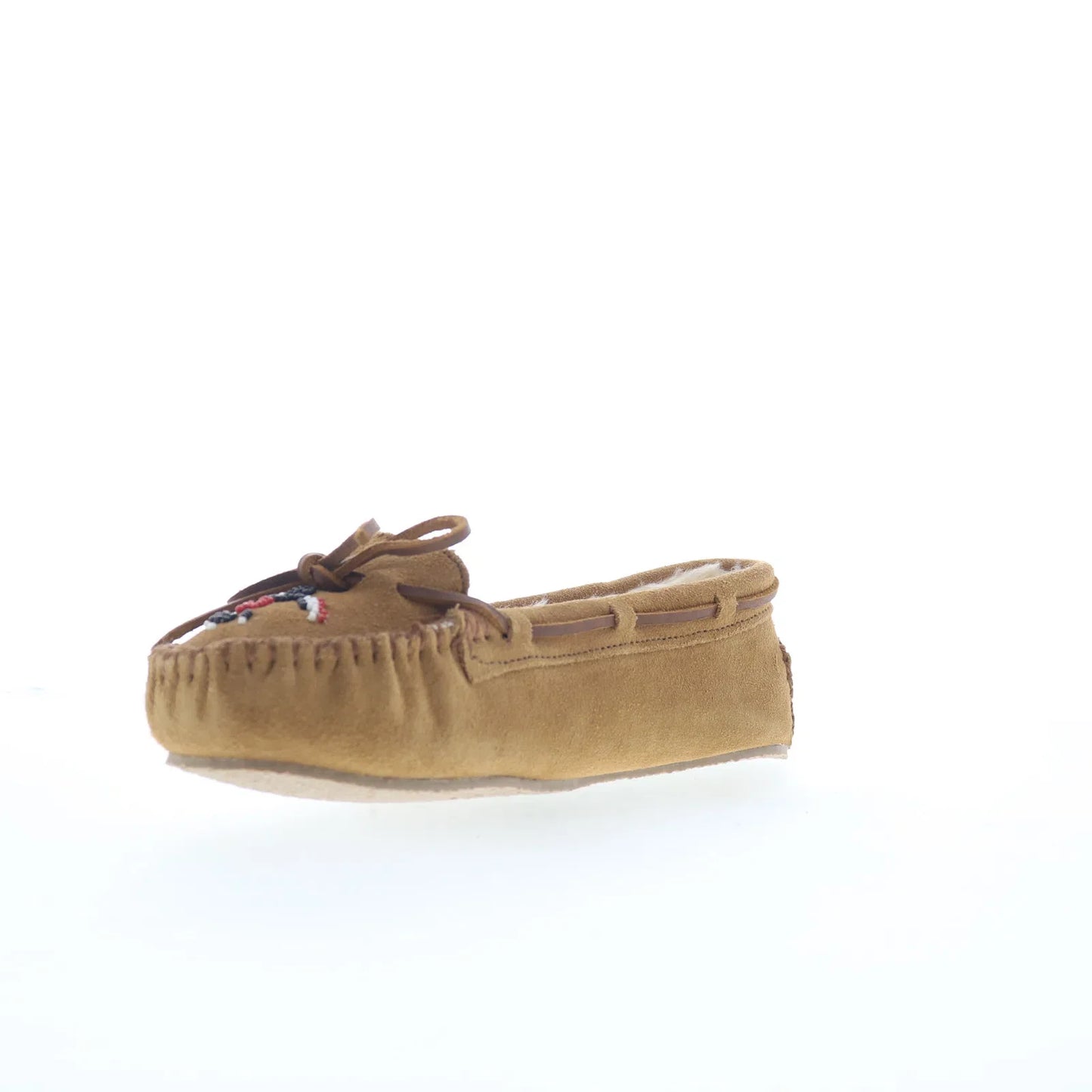 Minnetonka Thunderbird Animikii Cally Womens Brown Suede Loafer Flats Shoes