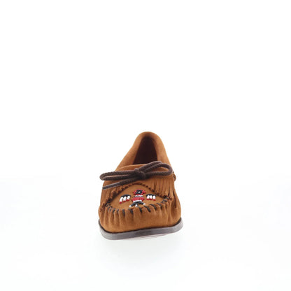 Minnetonka Thunderbird Boat Moc 173 Womens Brown Suede Loafer Flats Shoes