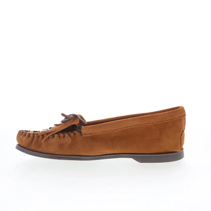 Minnetonka Thunderbird Boat Moc 173 Womens Brown Suede Loafer Flats Shoes