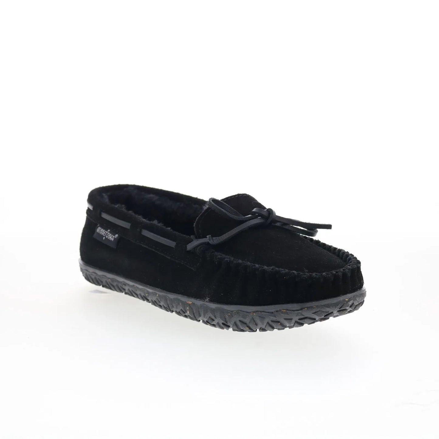 Minnetonka Tilia 40150 Womens Black Suede Slip On Moccasin Slippers Shoes