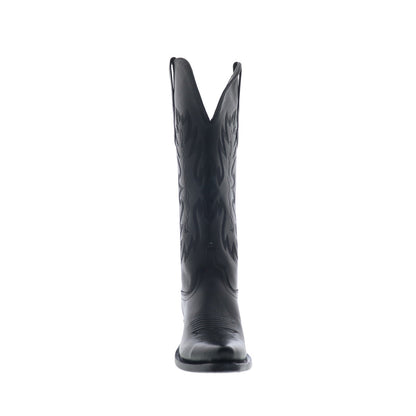 Jama Old West TS1543 Womens Black Leather Slip On Cowboy Western Boots