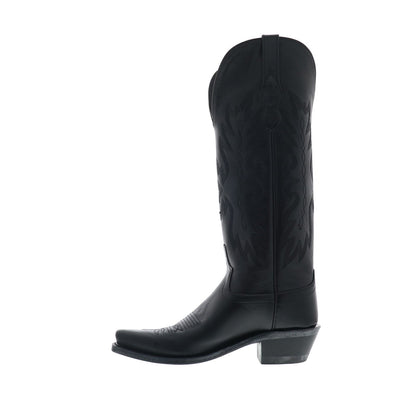 Jama Old West TS1543 Womens Black Leather Slip On Cowboy Western Boots