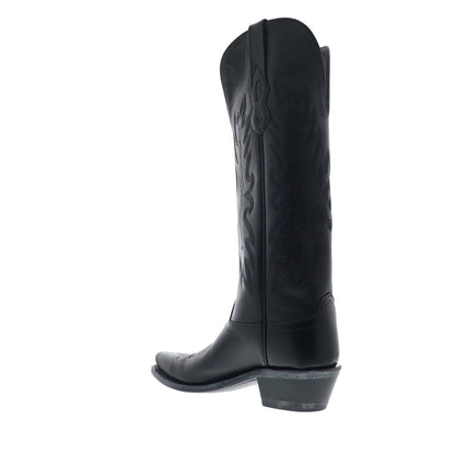 Jama Old West TS1543 Womens Black Leather Slip On Cowboy Western Boots