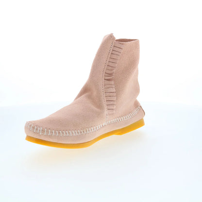 Minnetonka Two Button Boot 446P Womens Pink Suede Ankle & Booties Boots