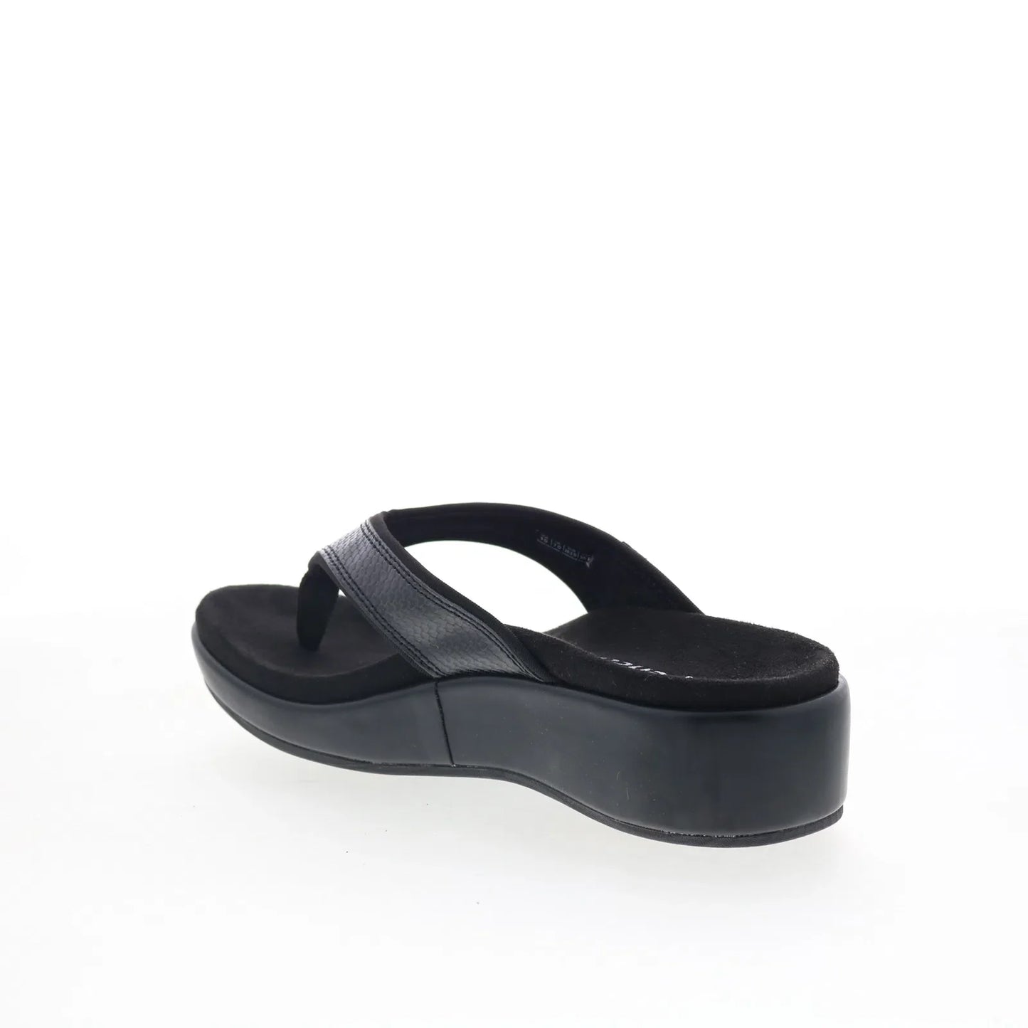 Spenco Weekend SP1076BLK Womens Black Leather Flip-Flops Sandals Shoes