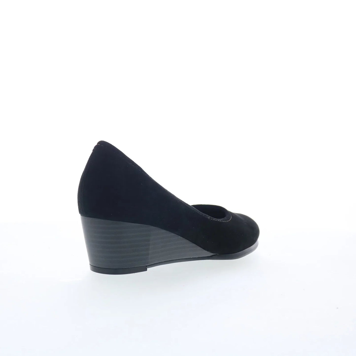Trotters Winnie T1965-003 Womens Black Nubuck Slip On Wedges Heels Shoes