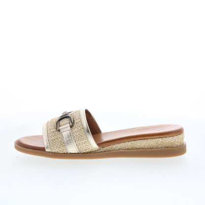 Miz Mooz Wrenn Womens Gold Synthetic Slip On Mule Flats Shoes