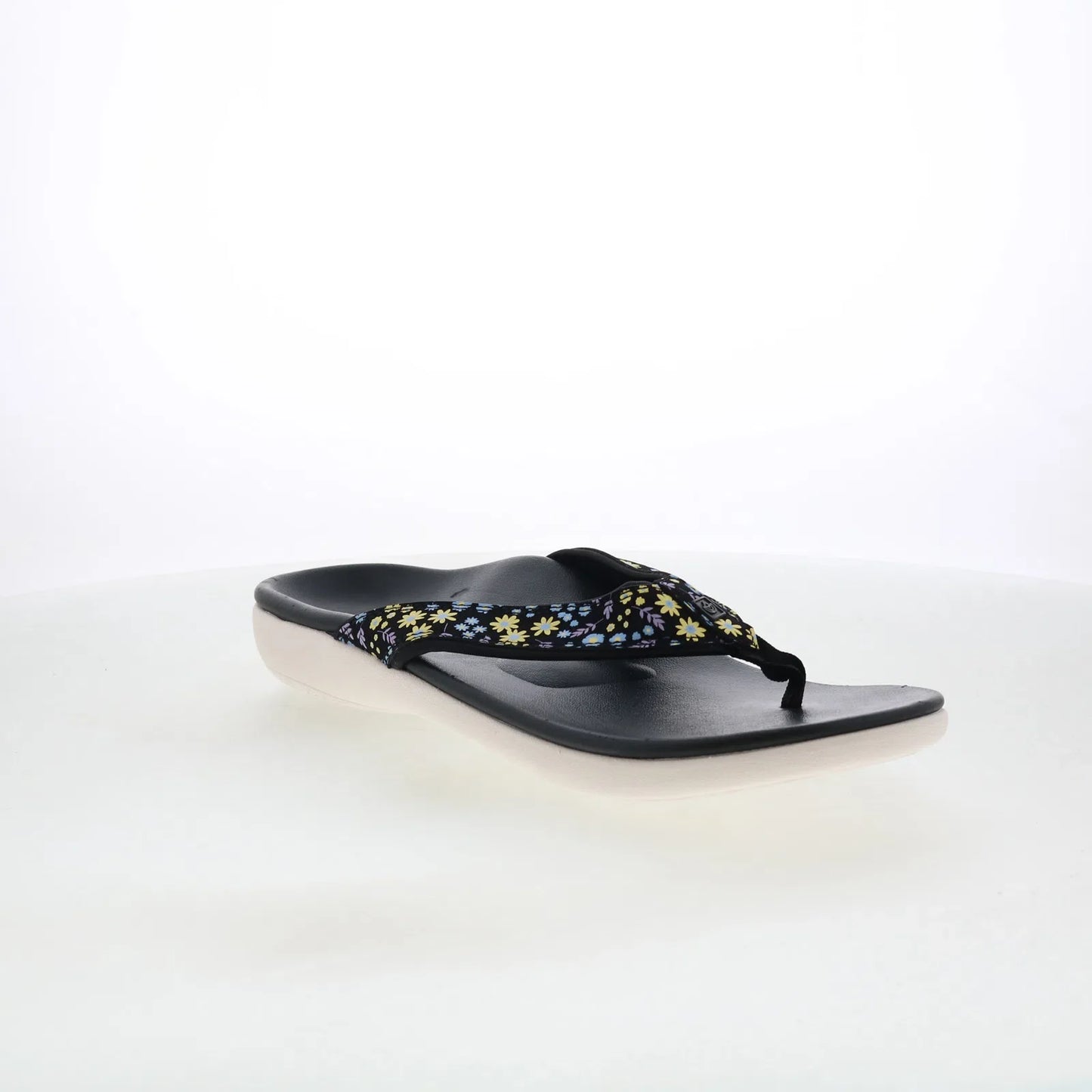 Spenco Yumi Dainty Floral SP1128BLK Womens Black Flip-Flops Sandals Shoes