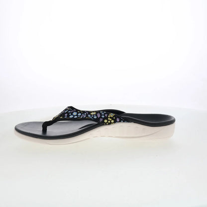 Spenco Yumi Dainty Floral SP1128BLK Womens Black Flip-Flops Sandals Shoes