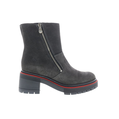 Bos. & Co. Zap Womens Gray Suede Zipper Ankle & Booties Boots