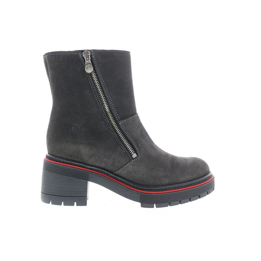 Bos. & Co. Zap Womens Gray Suede Zipper Ankle & Booties Boots